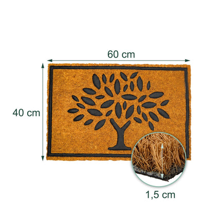 Kokos- und PVC-Fußmatte, 60x40 cm, rutschfest, für Innen- und Außenbereiche