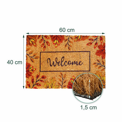 Coir Welcome Doormat, Non-Slip, 60x40 cm