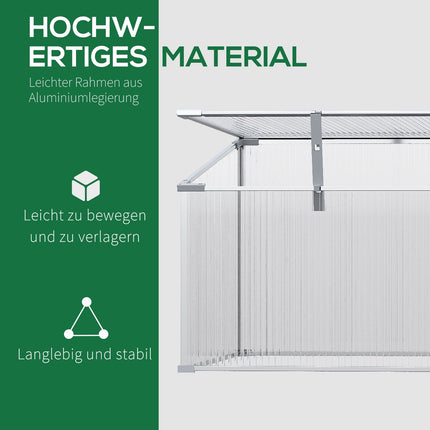 Kleingewächshaus mit verstellbarem Dach, Aluminium - 180x51x51cm