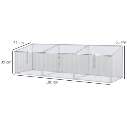 Kleingewächshaus mit verstellbarem Dach, Aluminium - 180x51x51cm