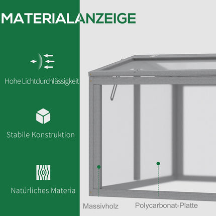 Mistbeet-Gewächshaus – Holz & Polycarbonat, 90x80x58 cm