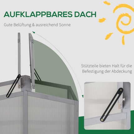Mistbeet-Gewächshaus – Holz & Polycarbonat, 90x80x58 cm