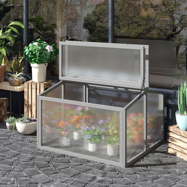 Mistbeet-Gewächshaus – Holz & Polycarbonat, 90x80x58 cm