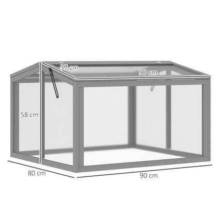 Mistbeet-Gewächshaus – Holz & Polycarbonat, 90x80x58 cm