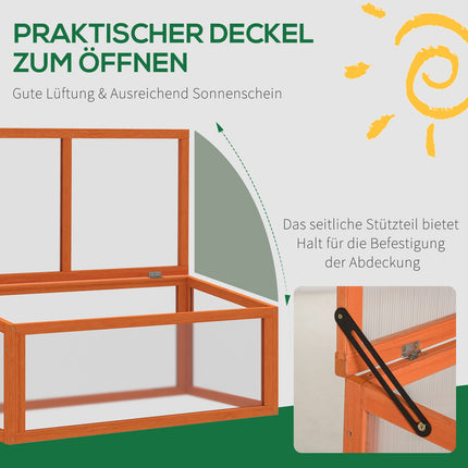 Gewächshaus aus Holz mit Frühbeetaufsatz, wetterfest, 90x46x40 cm