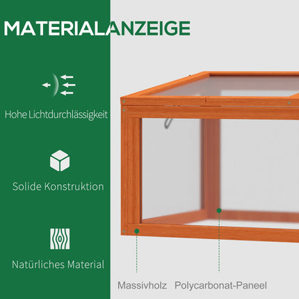 Gewächshaus aus Holz mit Frühbeetaufsatz, wetterfest, 90x46x40 cm