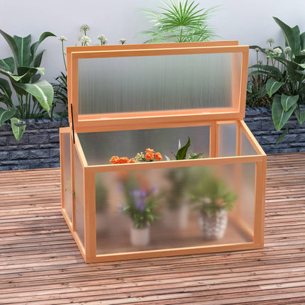 Gewächshaus Frühbeet aus Holz und Polycarbonat mit witterungsbeständiger Abdeckung