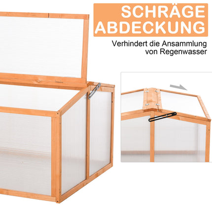 Gewächshaus Frühbeet aus Holz und Polycarbonat mit witterungsbeständiger Abdeckung