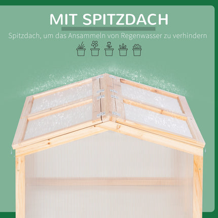Gewächshaus mit hölzernem Frühbeet, wetterfeste Polycarbonatabdeckung