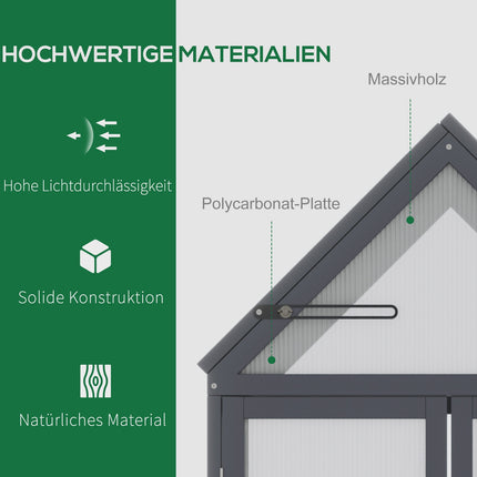 Mini-Gewächshaus, 3-stöckiger Holzrahmen mit aufklappbarem Dach