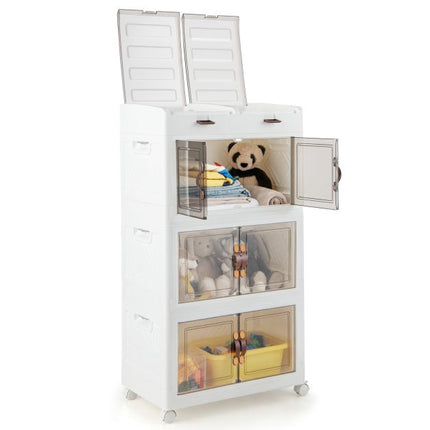 Collapsible 160L Stackable Storage Bins, Wheels, Magnetic Doors