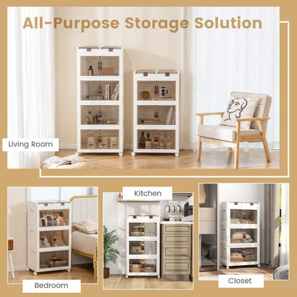 Collapsible 160L Stackable Storage Bins, Wheels, Magnetic Doors