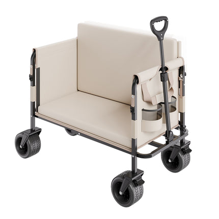 Collapsible Folding Wagon, 550 lb, 2-in-1 Bench Cart