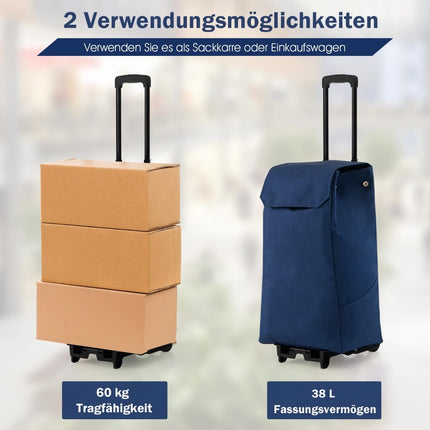 Skládací nákupní vozík, objem 38L, tmavě modrá