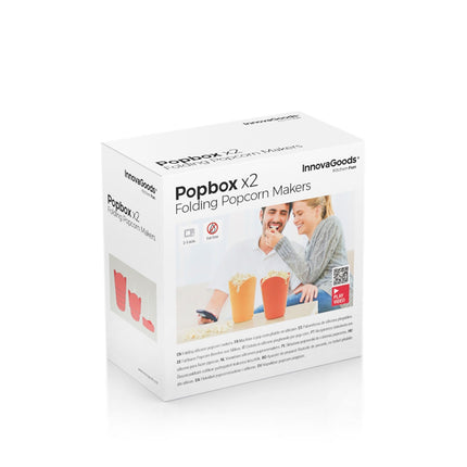 Faltbare Popcornmaschinen aus Silikon Popbox InnovaGoods (2er-Pack)