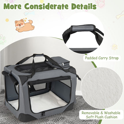 Collapsible Soft Dog Crate with Mesh Windows & 3 Doors