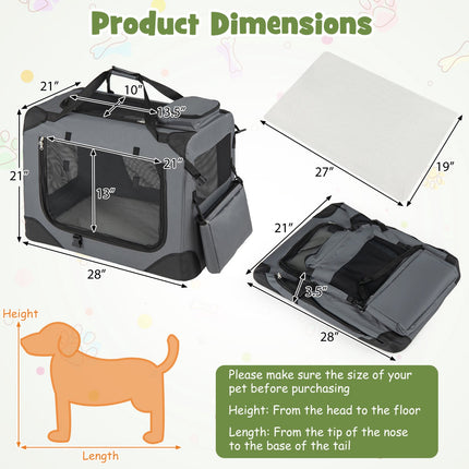 Collapsible Soft Dog Crate with Mesh Windows & 3 Doors