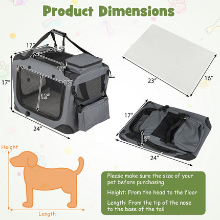 Collapsible Soft Dog Crate with Mesh Windows & 3 Doors
