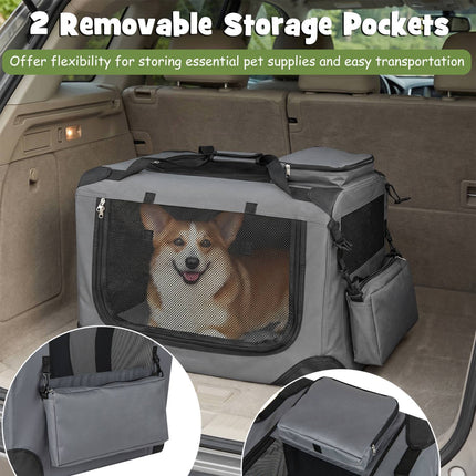 Collapsible Soft Dog Crate with Mesh Windows & 3 Doors