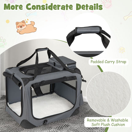 Collapsible Soft Dog Crate with Mesh Windows & 3 Doors