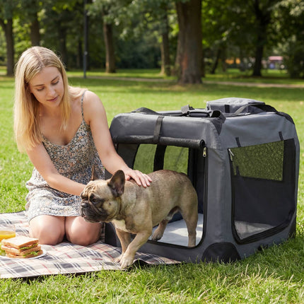 Zusammenklappbare weiche Hundebox mit Netzfenstern & 3 Türen