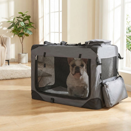 Zusammenklappbare weiche Hundebox mit Netzfenstern & 3 Türen