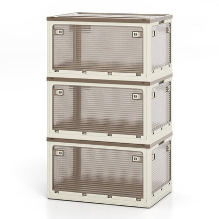 Collapsible Storage Bins 3-Pack, Stackable With Lids