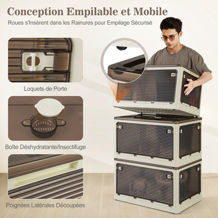 Collapsible Storage Bins 3-Pack, Stackable With Lids
