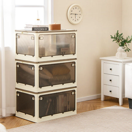 Collapsible Storage Bins 3-Pack, Stackable With Lids