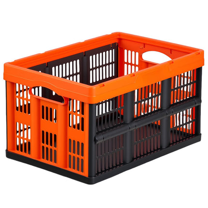 Collapsible Storage Crates 45L, 6-Pack, Stackable, Handles