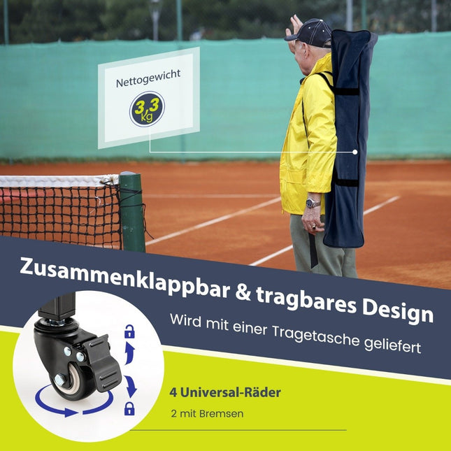 Zusammenklappbarer Tennisballwagen mit Rollen, fasst 150 Bälle