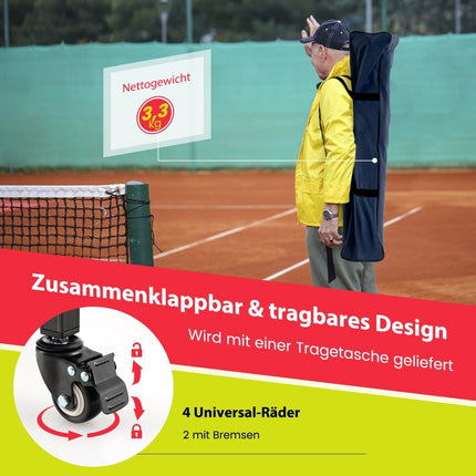 Zusammenklappbarer Tennisballwagen mit Rädern, abnehmbarer Tasche, Seitentaschen und Tragetasche, tragbarer Ballwagen für 150 Tennisbälle, Rot