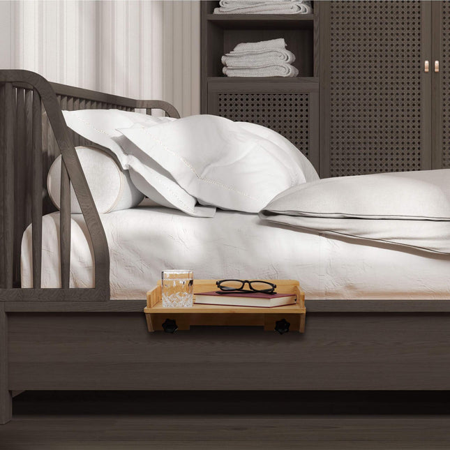 Collapsible bed shelf made of bamboo