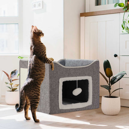 Niche pliable pour chat en gris