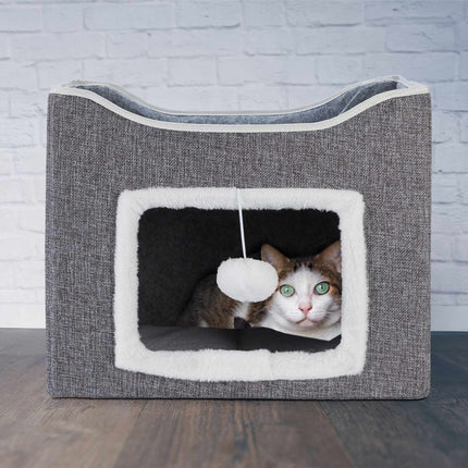 Niche pliable pour chat en gris