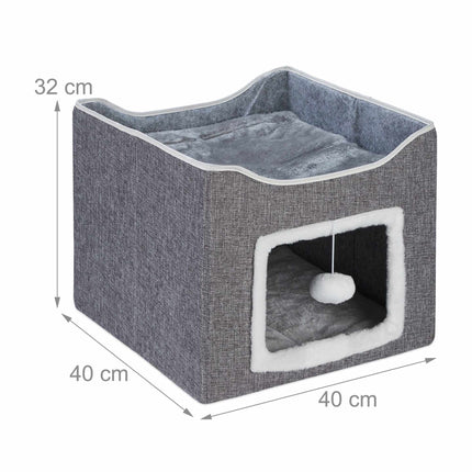 Niche pliable pour chat en gris