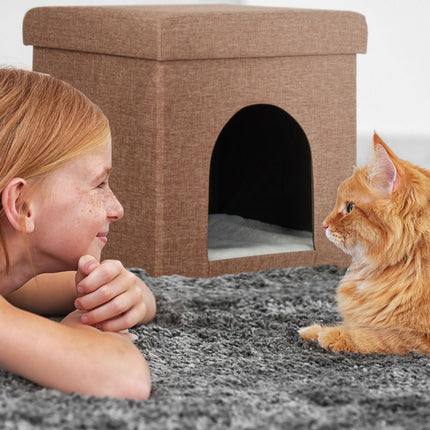 Collapsible cat pit light brown