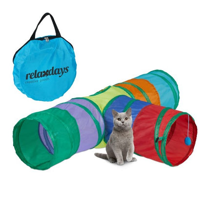 Collapsible cat tunnel with 3 aisles