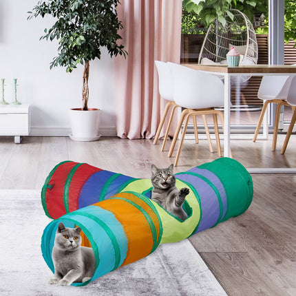 Collapsible cat tunnel with 3 aisles