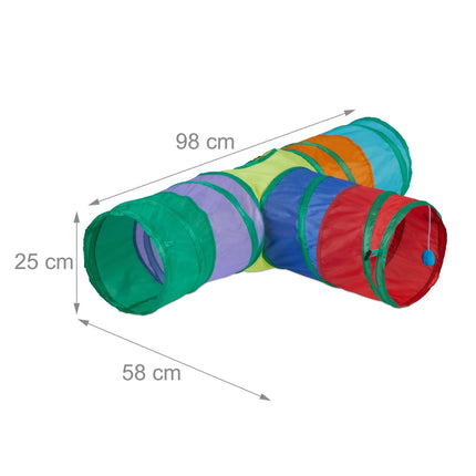 Collapsible cat tunnel with 3 aisles