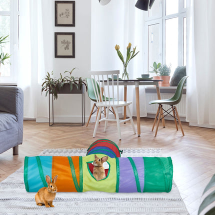 Collapsible cat tunnel with 3 aisles