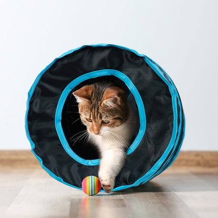 Collapsible cat tunnel with 3 exits