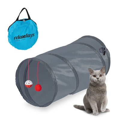 Collapsible cat tunnel with toys