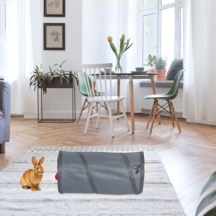 Collapsible cat tunnel with toys