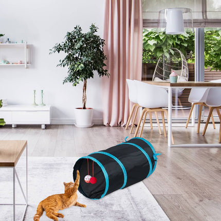Zusammenklappbarer Katzentunnel mit Spielzeug