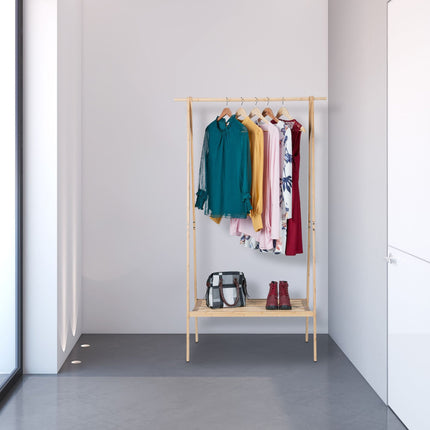 Portant à vêtements pliable avec étagère