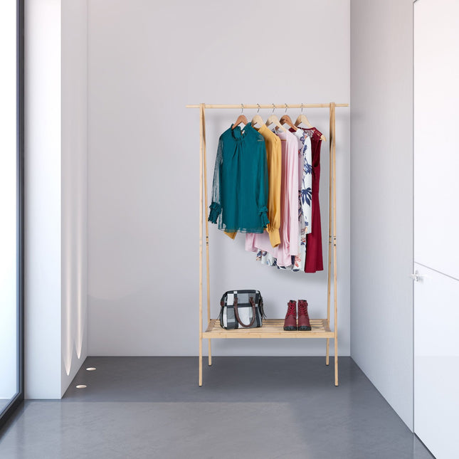 Collapsible clothes rack with shelf