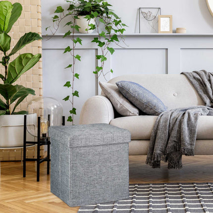 Klappbarer Hocker mit Stauraum aus Leinenstoff
