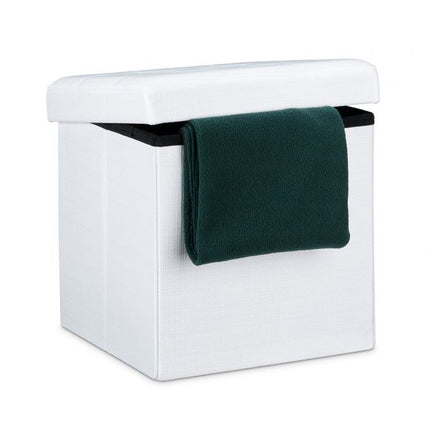 Collapsible stool with linen fabric storage