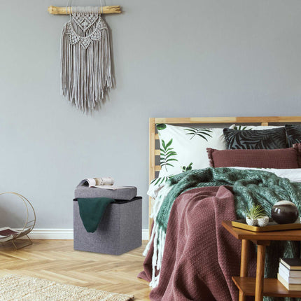 Klappbarer Hocker mit Stauraum aus Leinenstoff